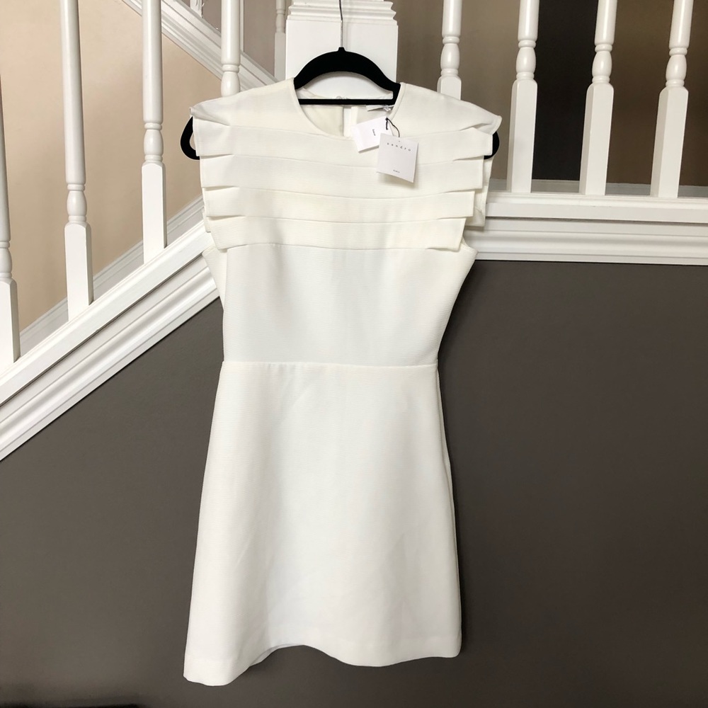 Sandro White Pleated Dress